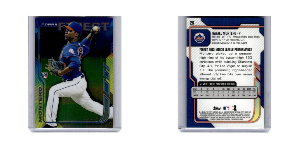 Rafael Montero Rookie 2014 Finest #26 New York Mets Baseball Card NM