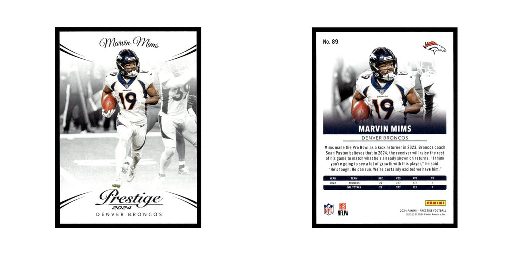 Marvin Mims 2024 Panini Prestige #89 Denver Broncos Football Card NM