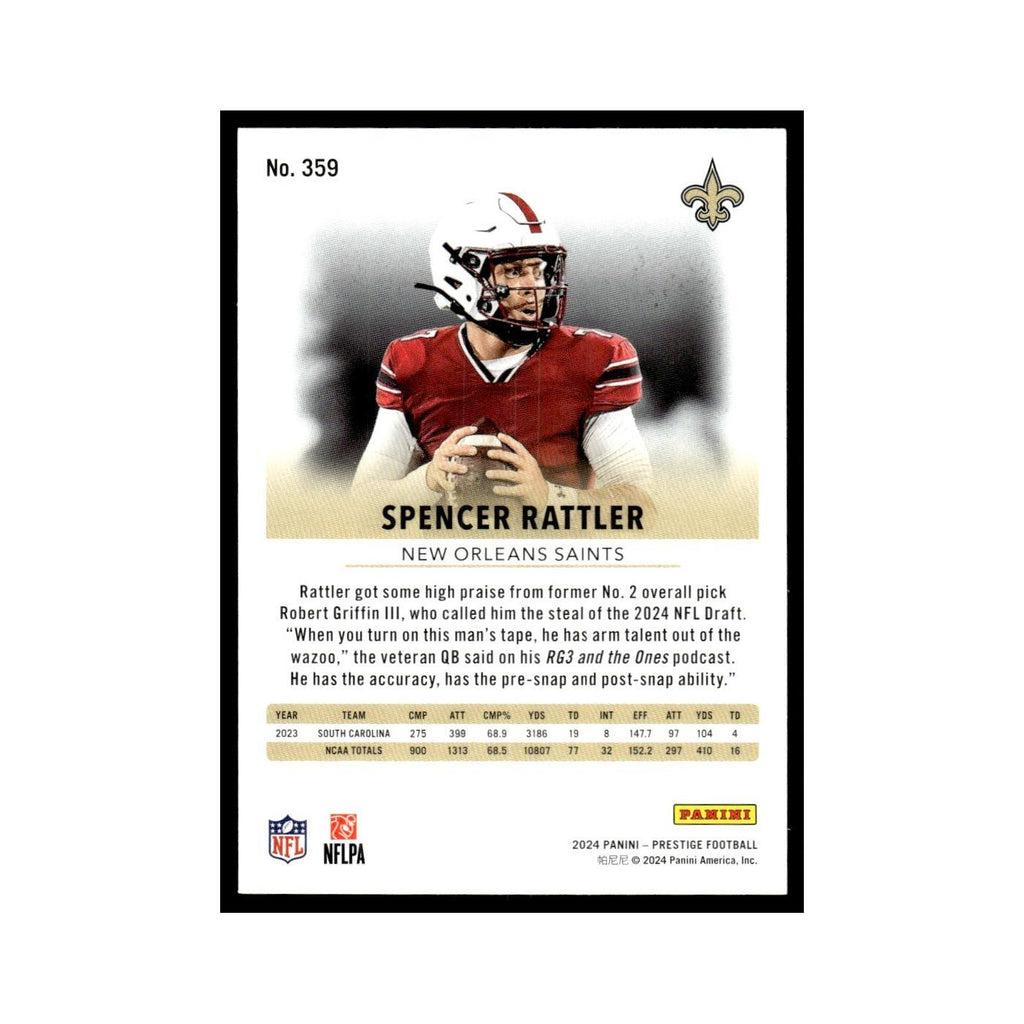 Spencer Rattler 2024 Panini Prestige #359 New Orleans Saints Football Card NM