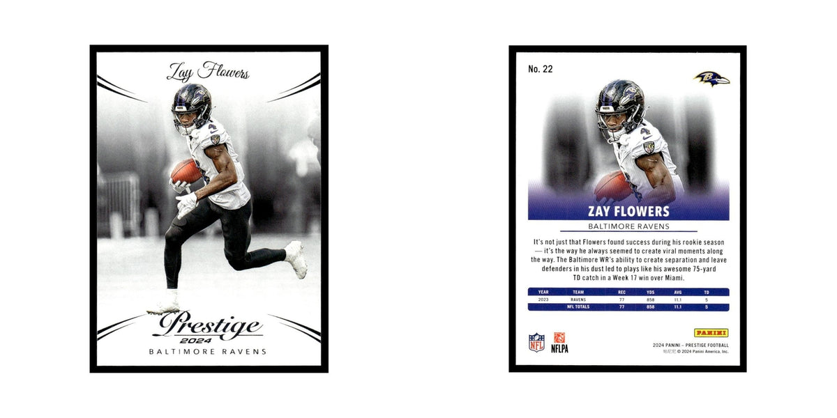 Zay Flowers 2024 Panini Prestige #22 Baltimore Ravens Football Card NM