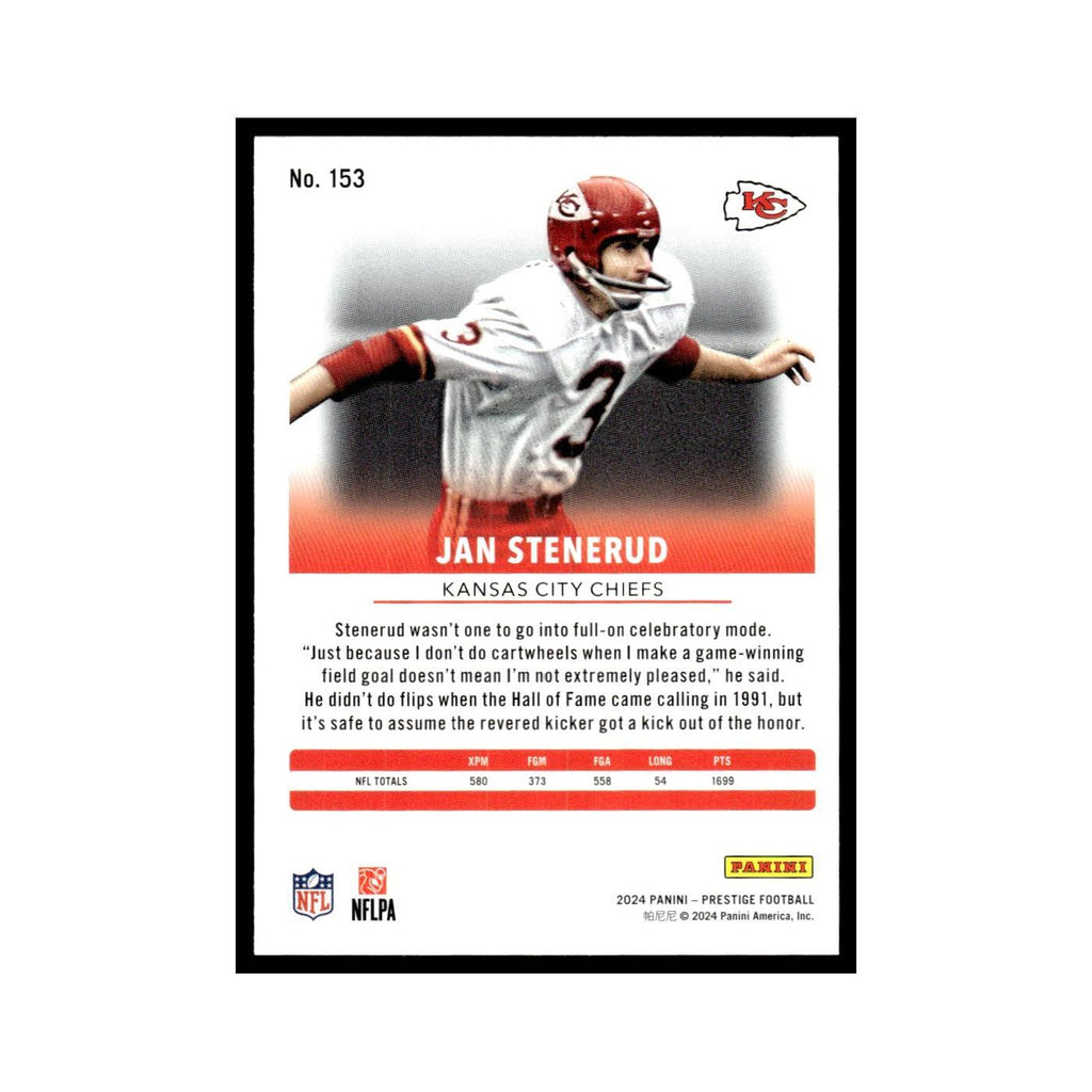 Jan Stenerud 2024 Panini Prestige #153 Kansas City Chiefs Football Card NM