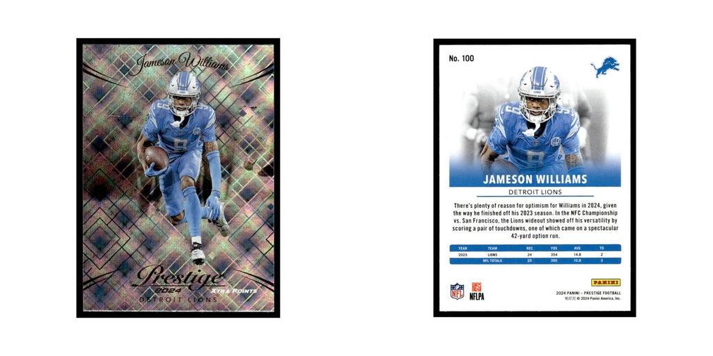 Jameson Williams 2024 Panini Prestige #100 Detroit Lions Football Card NM