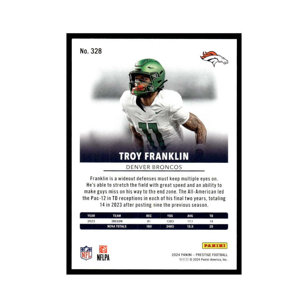 Troy Franklin 2024 Panini Prestige #328 Denver Broncos Football Card NM