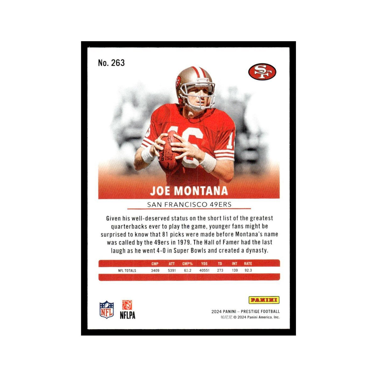 Joe Montana 2024 Panini Prestige #263 San Francisco 49ers Football Card NM