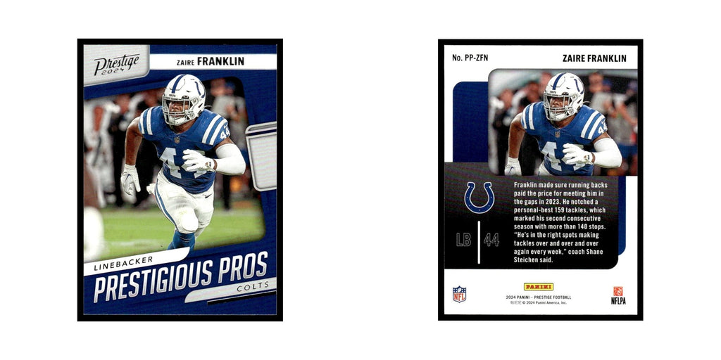 Zaire Franklin 2024 Panini Prestige #PP-ZFN Indianapolis Colts Football Card NM