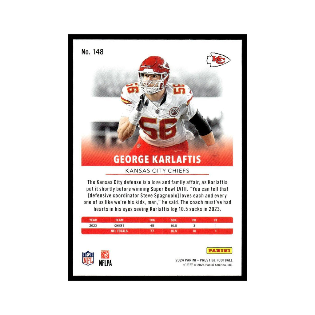 George Karlaftis 2024 Panini Prestige #148 Kansas City Chiefs Football Card NM