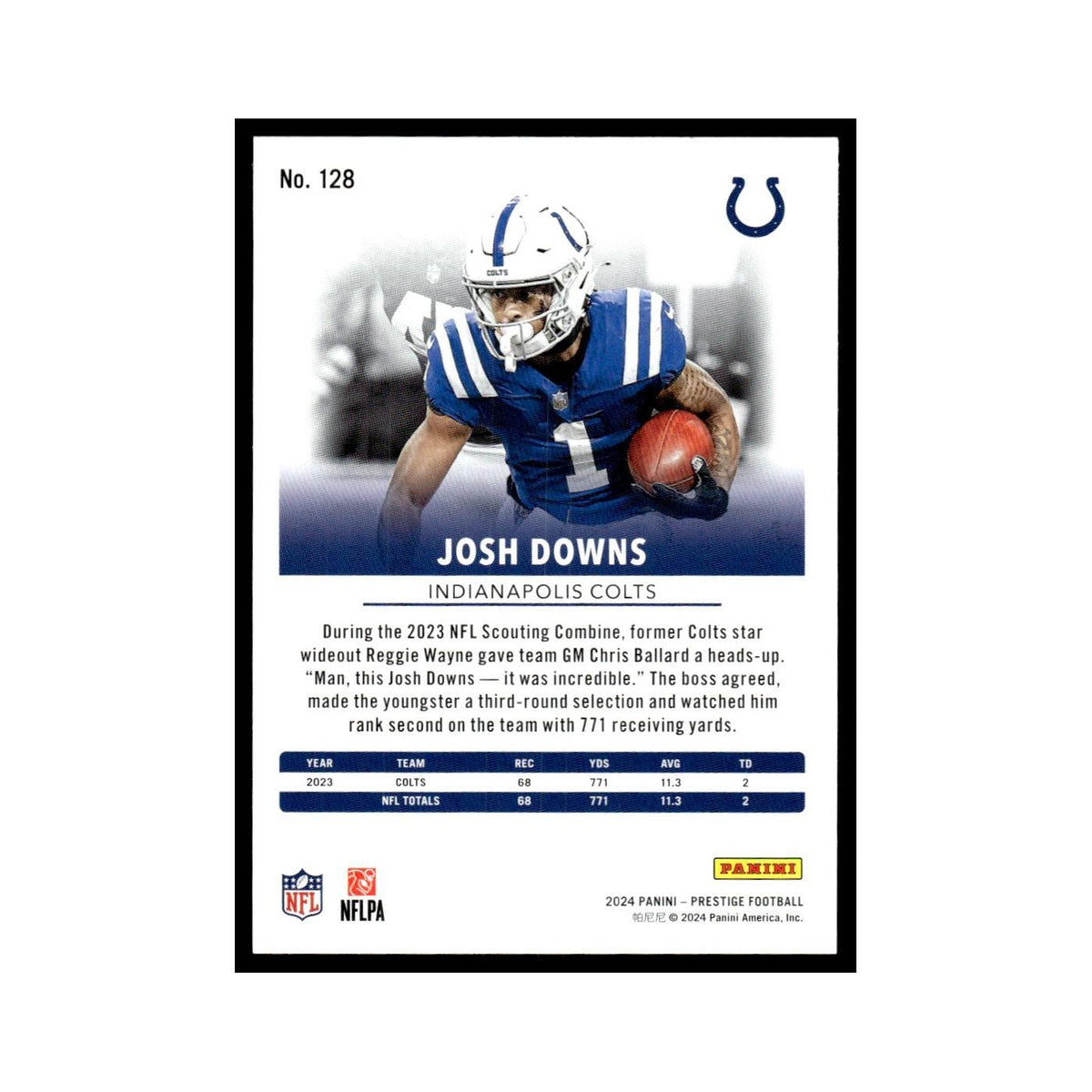 Josh Downs 2024 Panini Prestige #128 Indianapolis Colts Football Card NM