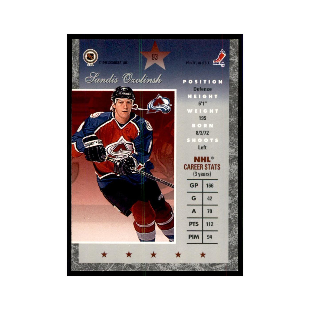 1996 Donruss Elite Sandis Ozolinsh Hockey Cards #93