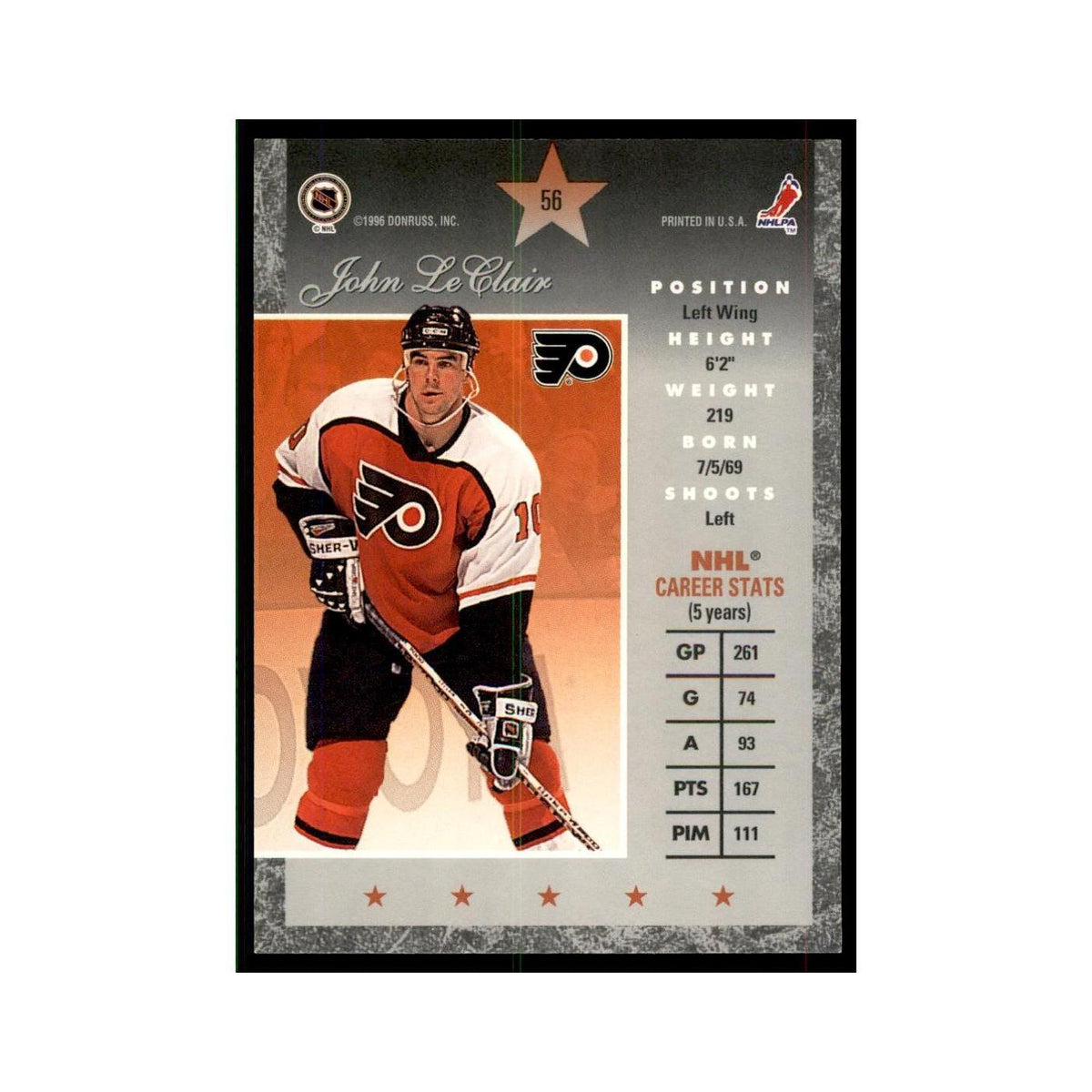 1996 Donruss Elite John LeClair Hockey Cards #56