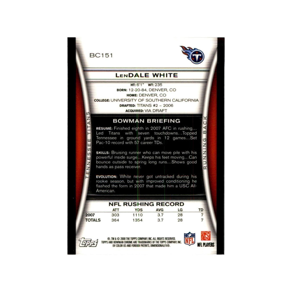 2008 Bowman Chrome LenDale White Football Cards #151
