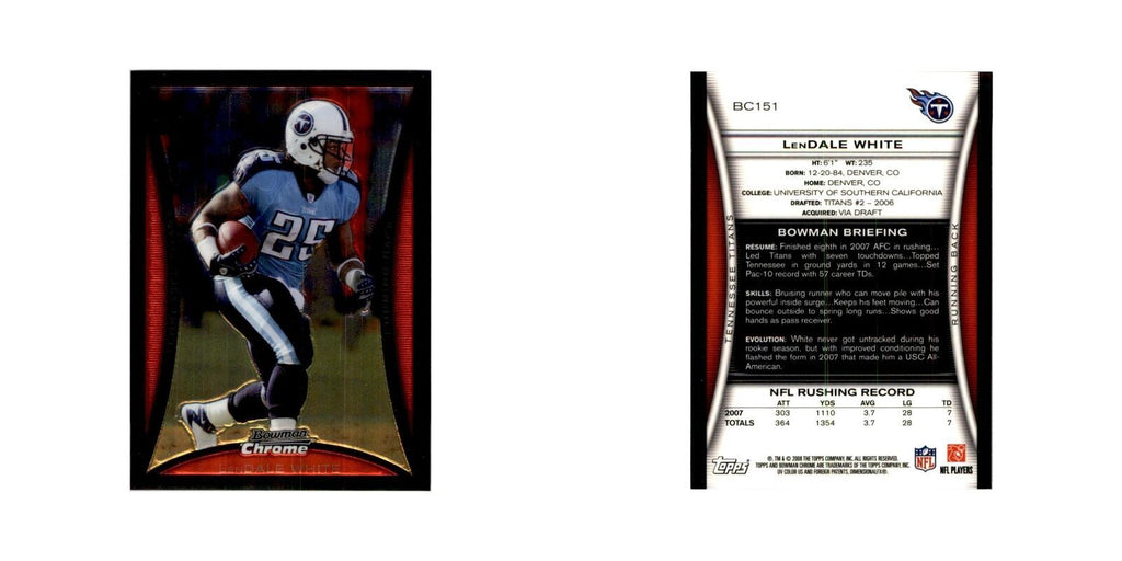 2008 Bowman Chrome LenDale White Football Cards #151