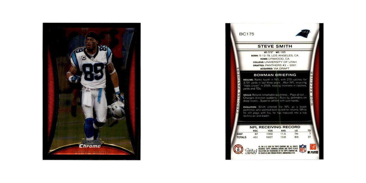 2008 Bowman Chrome Steve Smith Football Cards #175