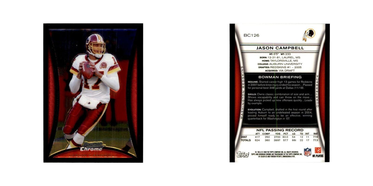 2008 Bowman Chrome Jason Campbell Football Cards #126