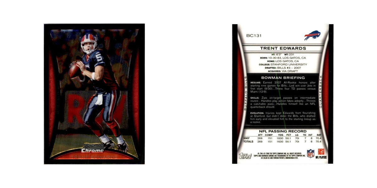 2008 Bowman Chrome Trent Edwards Football Cards #131