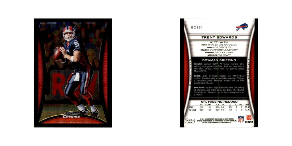 2008 Bowman Chrome Trent Edwards Football Cards #131