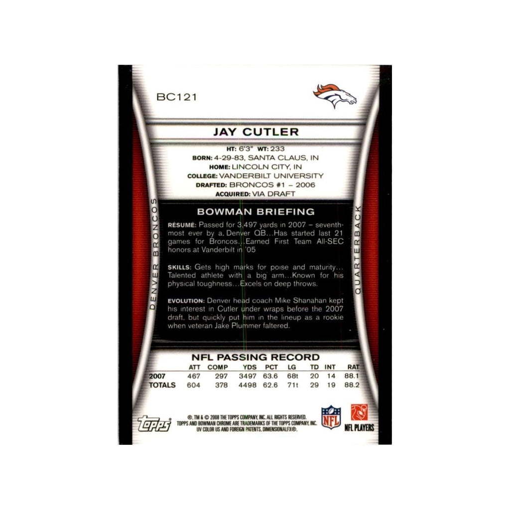 2008 Bowman Chrome Jay Cutler Football Cards #121