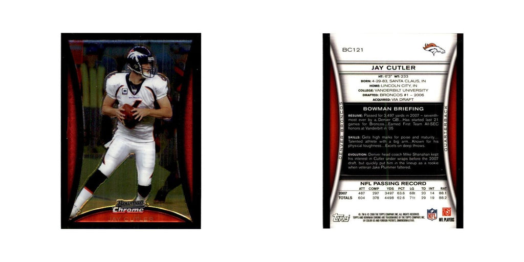 2008 Bowman Chrome Jay Cutler Football Cards #121