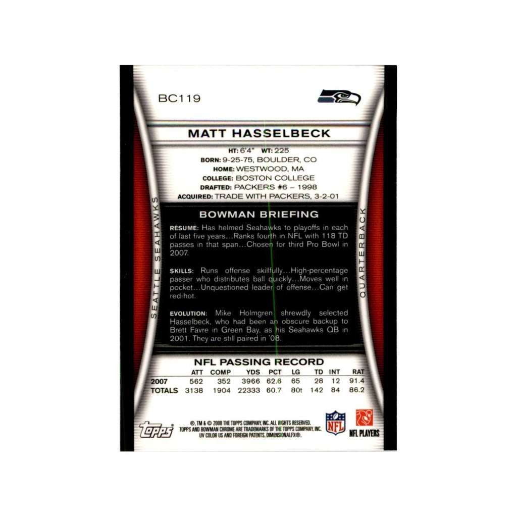 2008 Bowman Chrome Matt Hasselbeck Football Cards #119