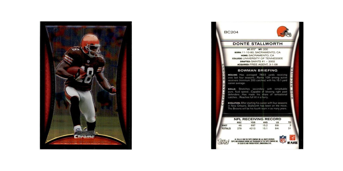 2008 Bowman Chrome Donte Stallworth Football Cards #204