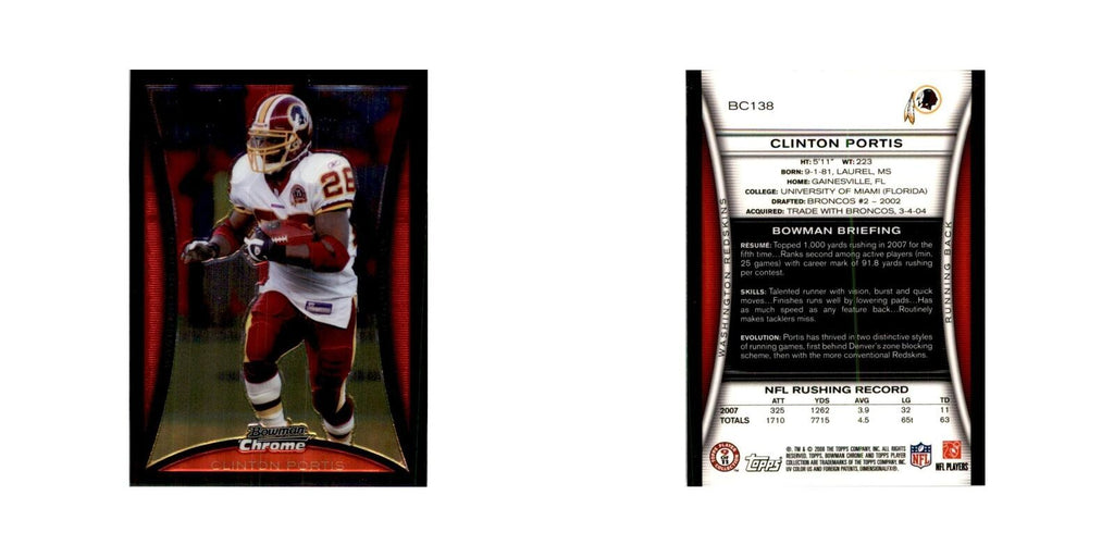 2008 Bowman Chrome Clinton Portis Football Cards #138