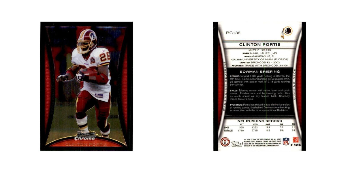 2008 Bowman Chrome Clinton Portis Football Cards #138