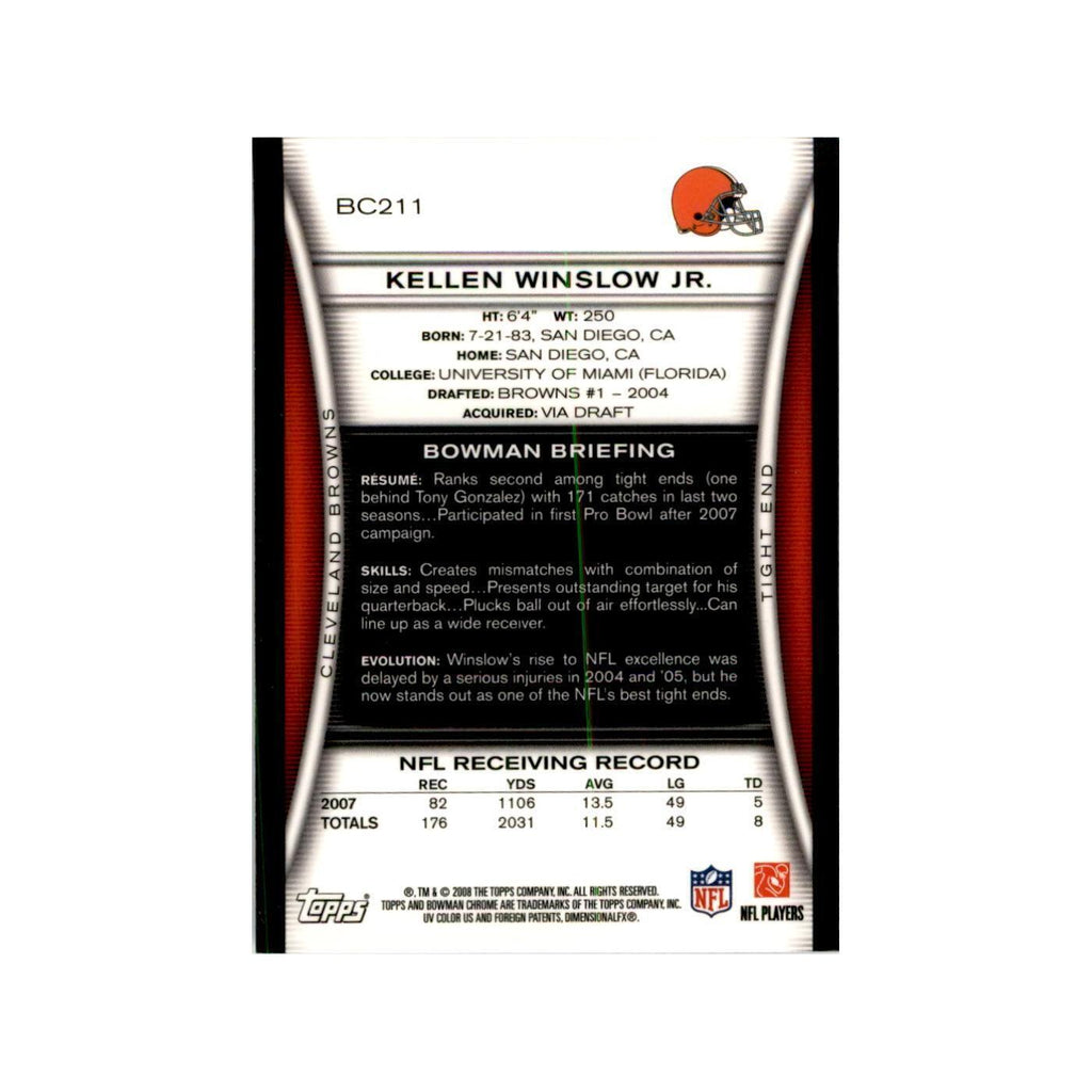 2008 Bowman Chrome Kellen Winslow Football Cards #211