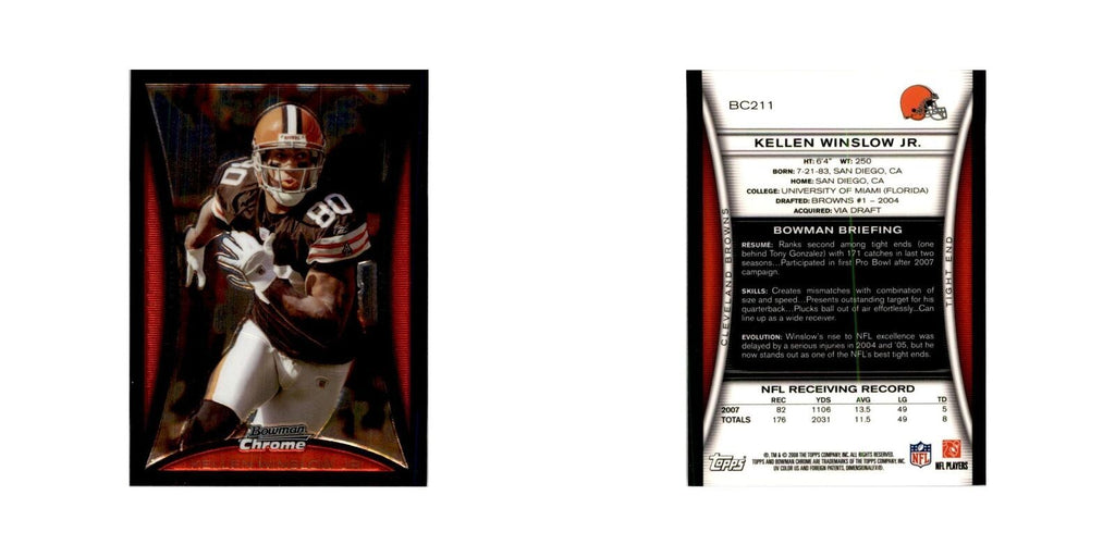 2008 Bowman Chrome Kellen Winslow Football Cards #211