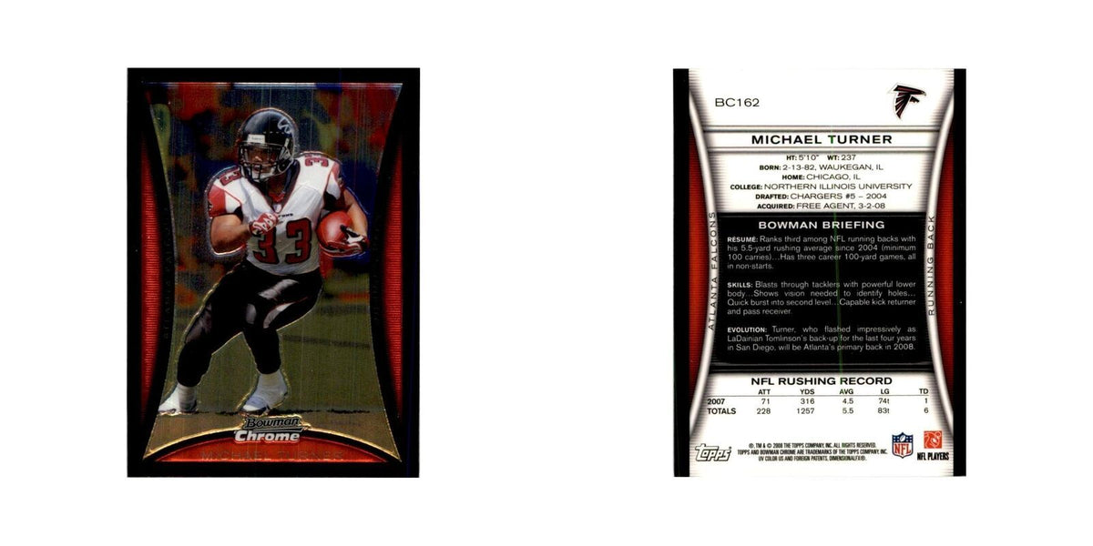 2008 Bowman Chrome Michael Turner Football Cards #162