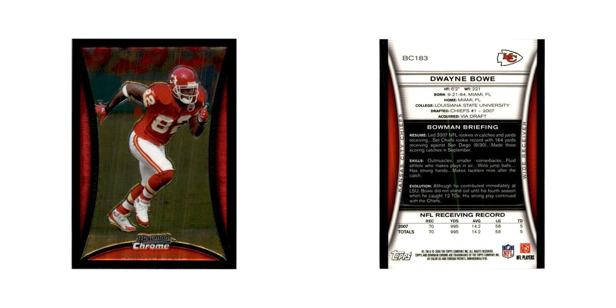 2008 Bowman Chrome Dwayne Bowe Football Cards #183