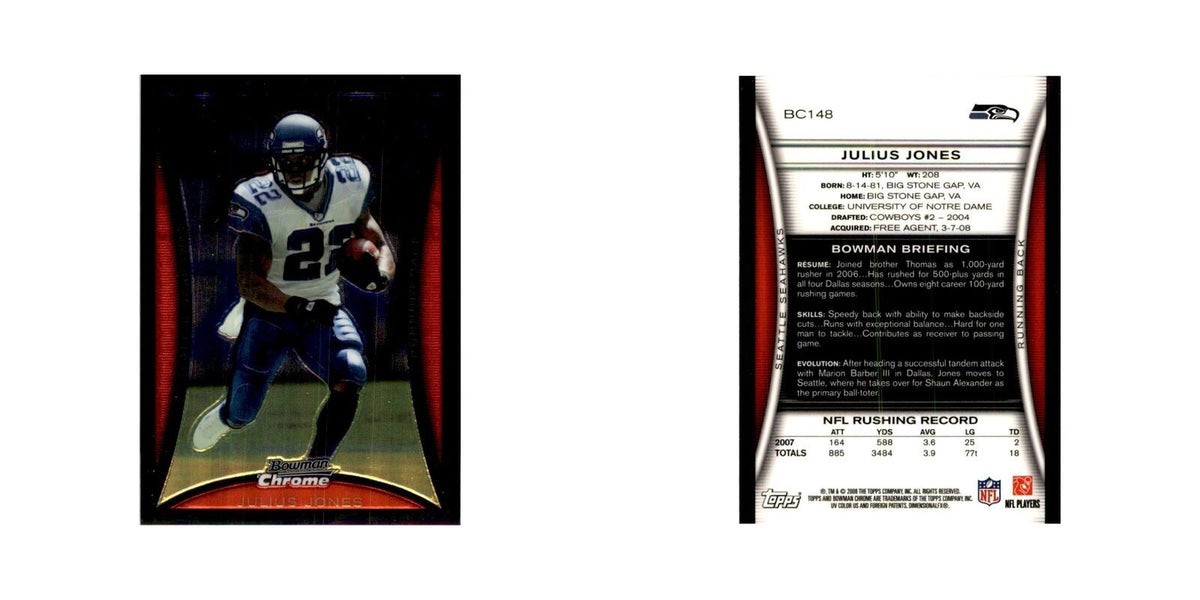 2008 Bowman Chrome Julius Jones Football Cards #148