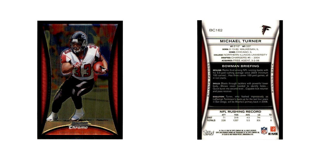 2008 Bowman Chrome Michael Turner Football Cards #162
