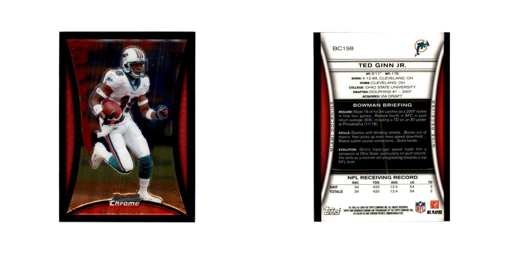 2008 Bowman Chrome Ted Ginn Jr. Football Cards #198