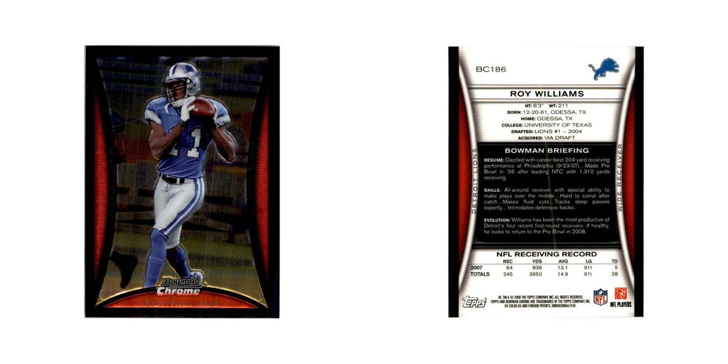 2008 Bowman Chrome Roy Williams Football Cards #186
