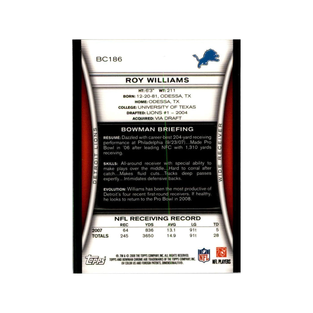 2008 Bowman Chrome Roy Williams Football Cards #186