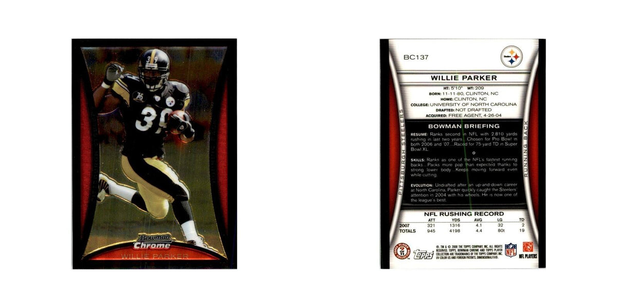 2008 Bowman Chrome Willie Parker Football Cards #137