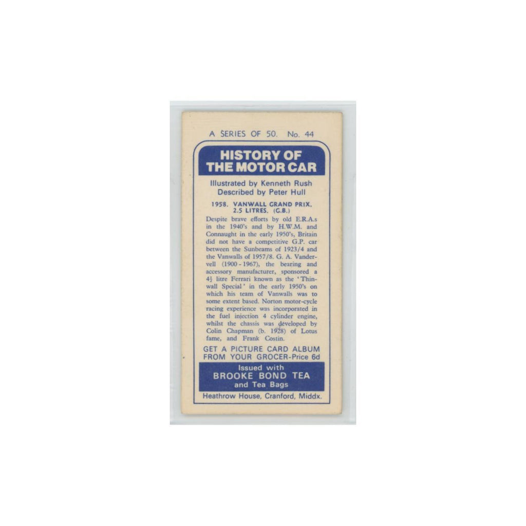 1968 Brooke Bond History of the Motor Car 1958 Vanwall Grand Prix #44