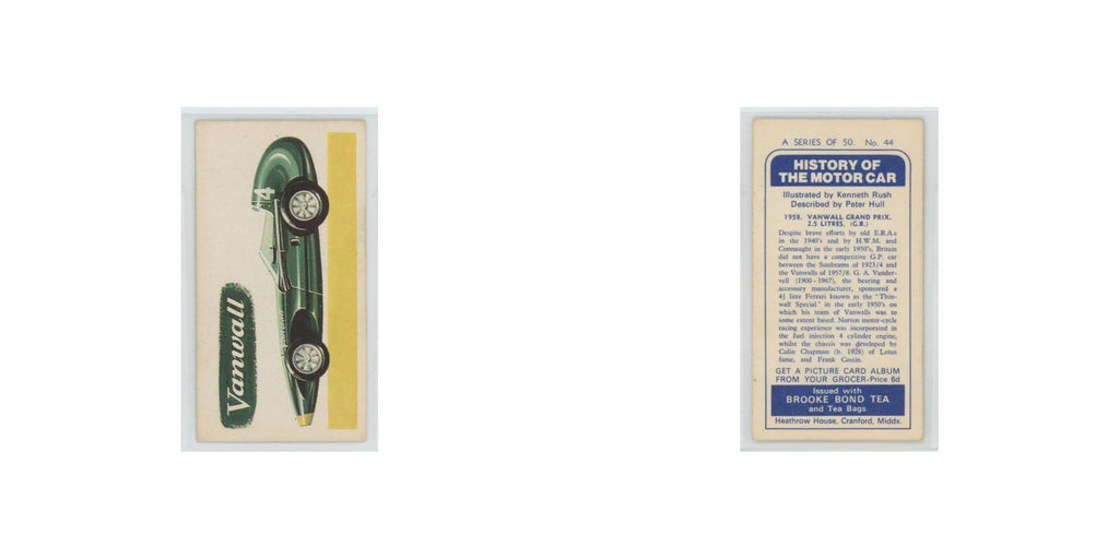 1968 Brooke Bond History of the Motor Car 1958 Vanwall Grand Prix #44