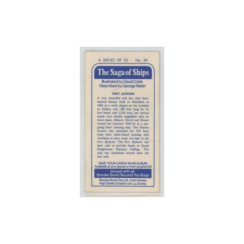1970 Brooke Bond Saga of Ships Port Jackson #34