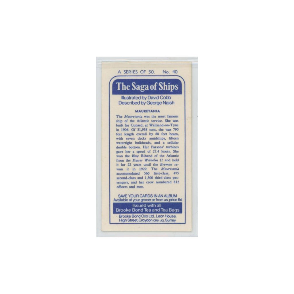1970 Brooke Bond Saga of Ships Mauretania #40