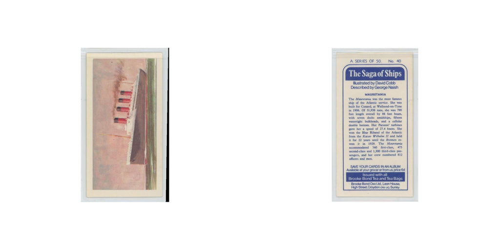 1970 Brooke Bond Saga of Ships Mauretania #40