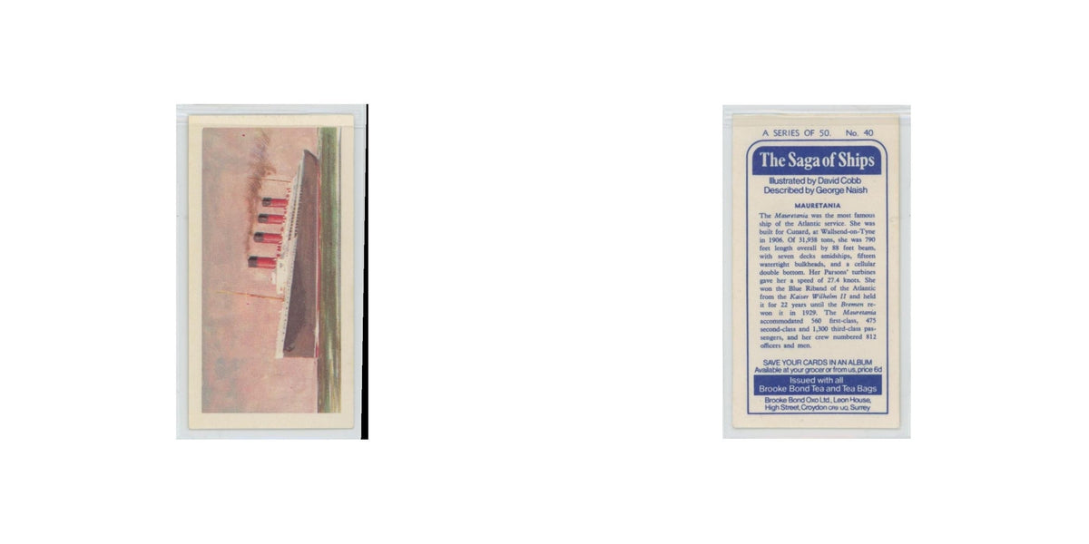 1970 Brooke Bond Saga of Ships Mauretania #40