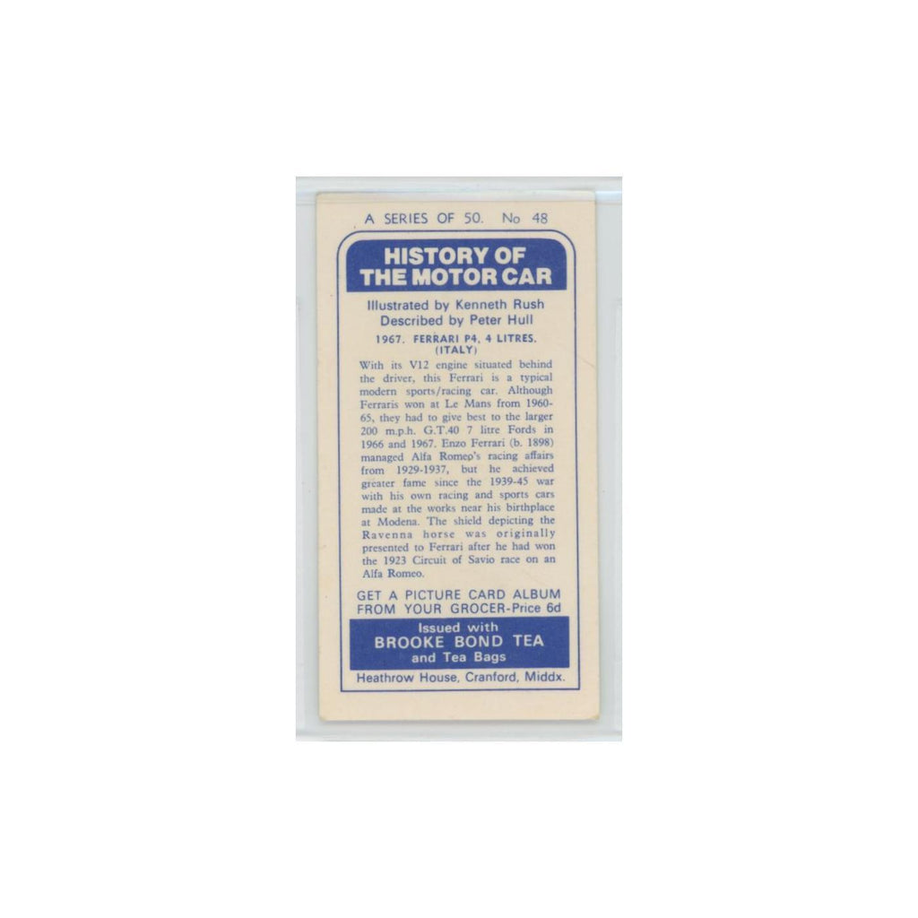1968 Brooke Bond History of the Motor Car 1967 Perrari P4 #48