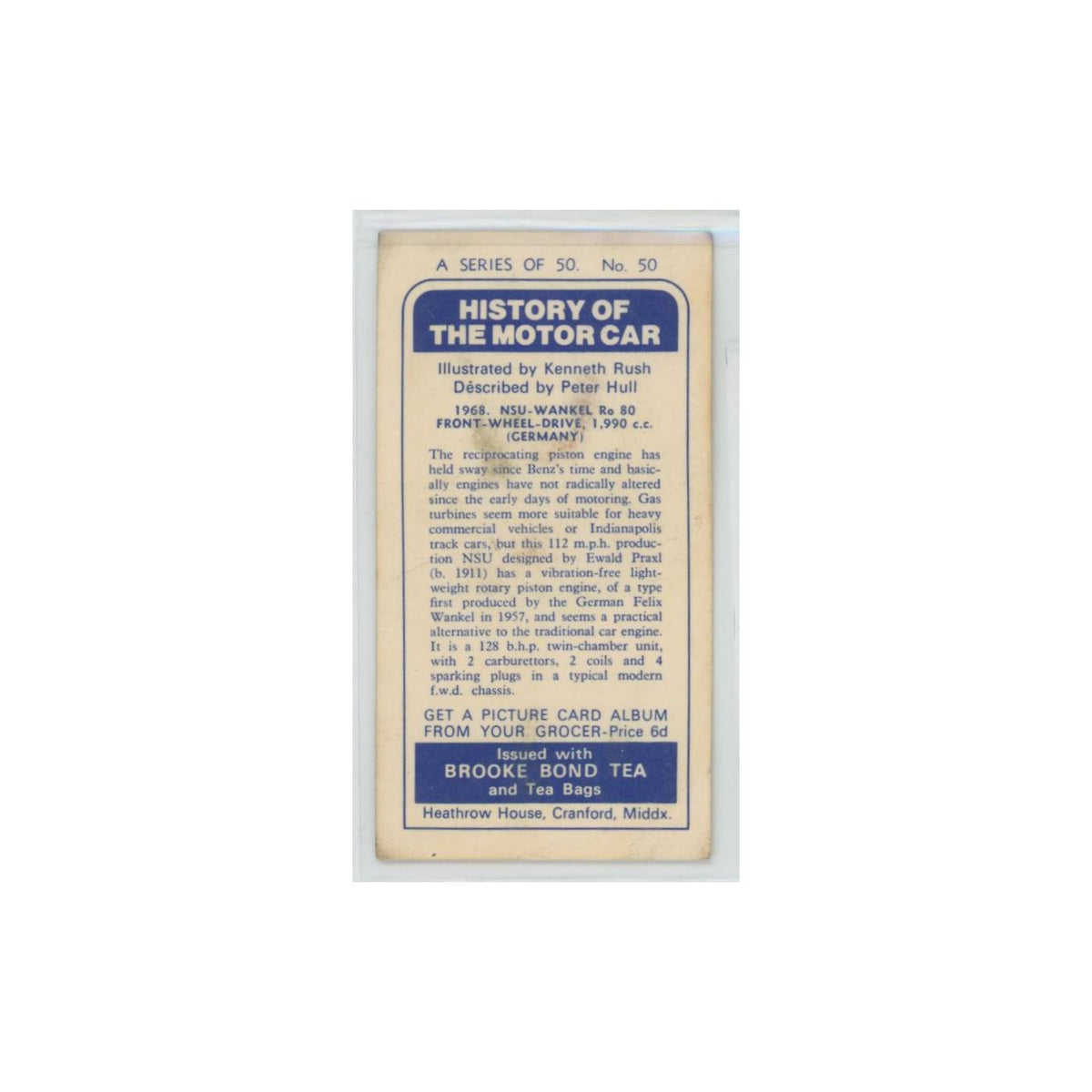 1968 Brooke Bond History of the Motor Car 1968 NSU Wankel #50