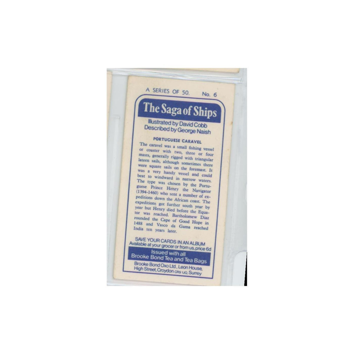 1970 Brooke Bond Saga of Ships Portuguese Caravel #6