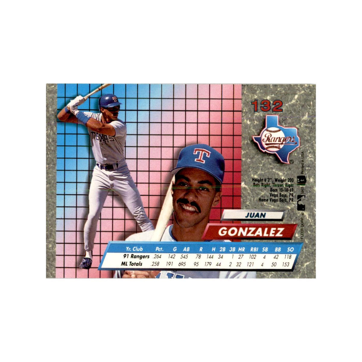 1992 Fleer Ultra Juan Gonzalez Baseball Cards #132