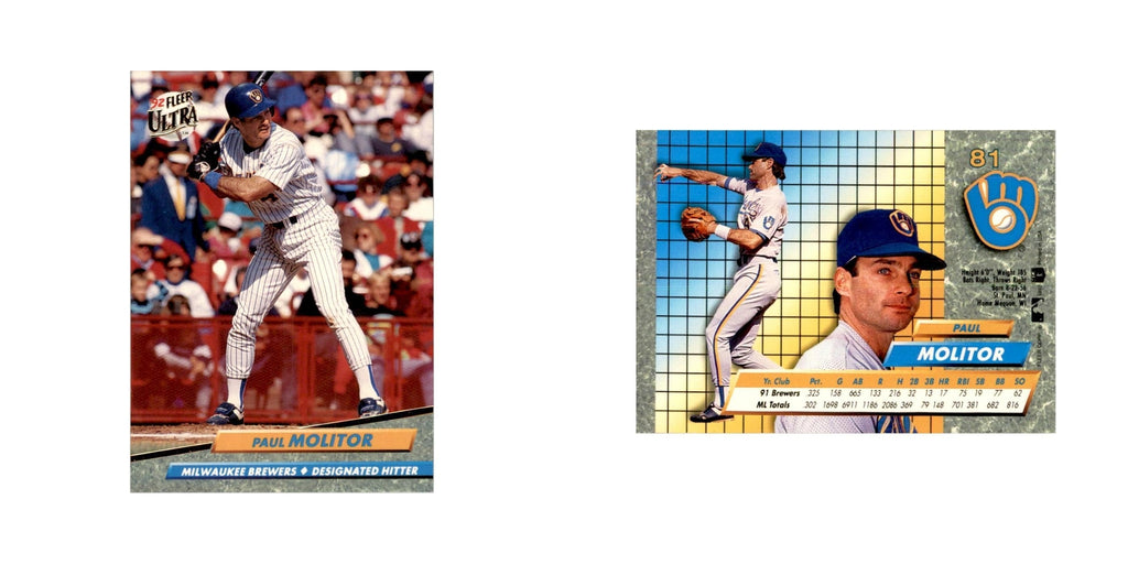 1992 Fleer Ultra Paul Molitor Baseball Cards #81
