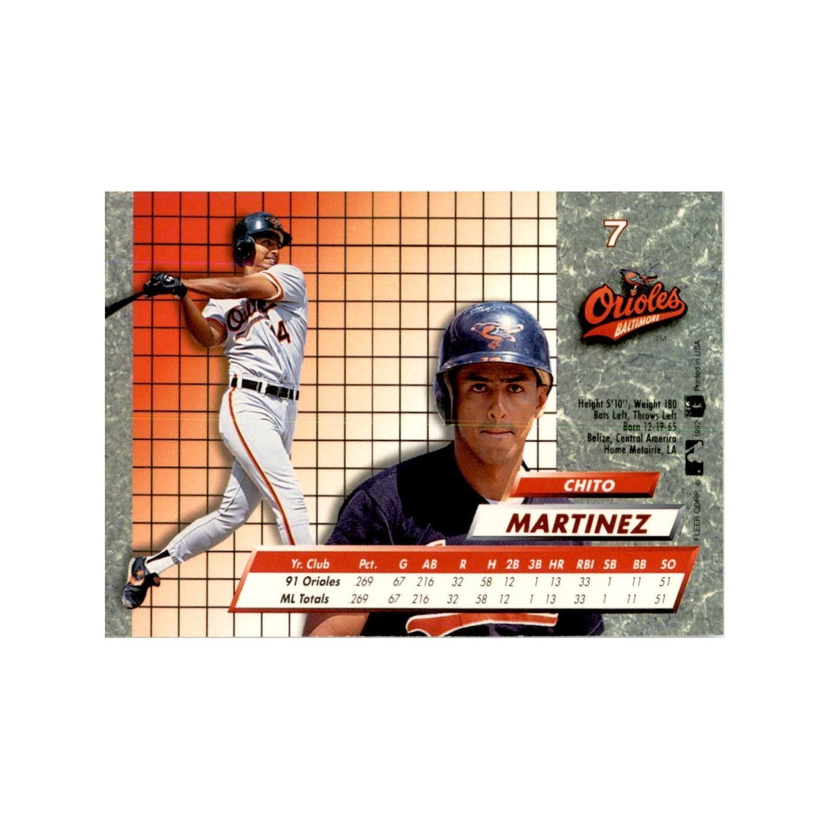 1992 Fleer Ultra Chito Martinez RC Baseball Cards #7