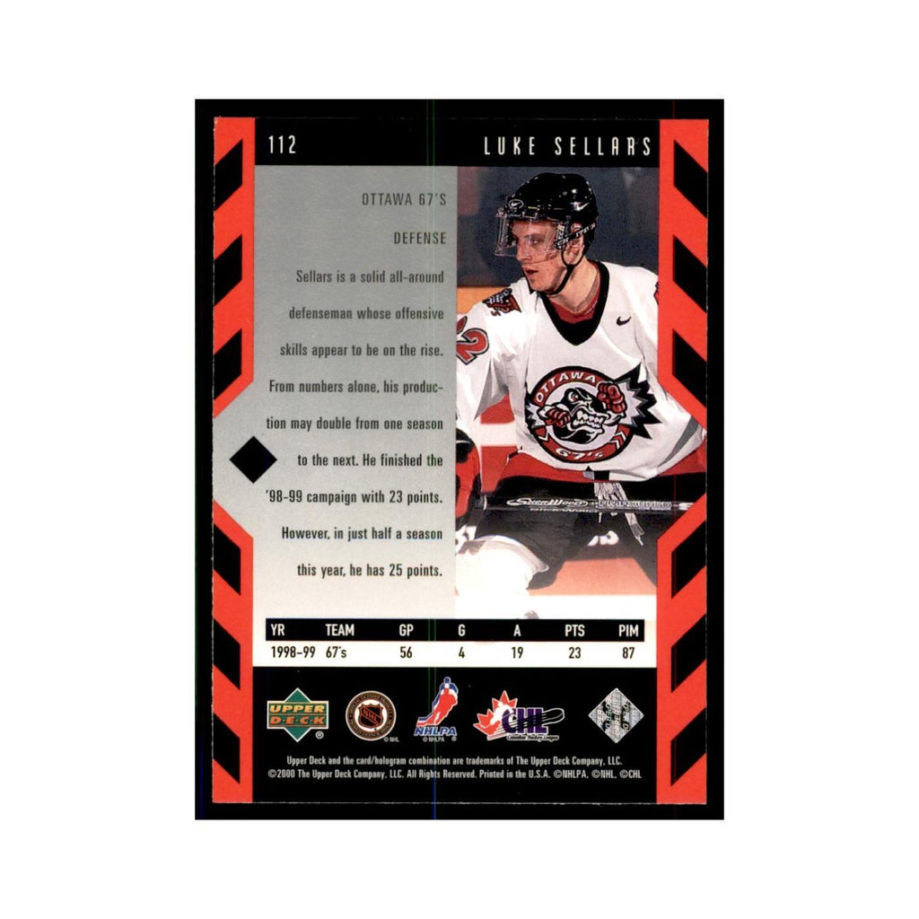 1999 Upper Deck Black Diamond Luke Sellars Hockey Cards #112