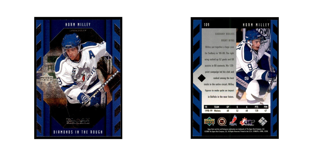 1999 Upper Deck Black Diamond Norm Milley Hockey Cards #109