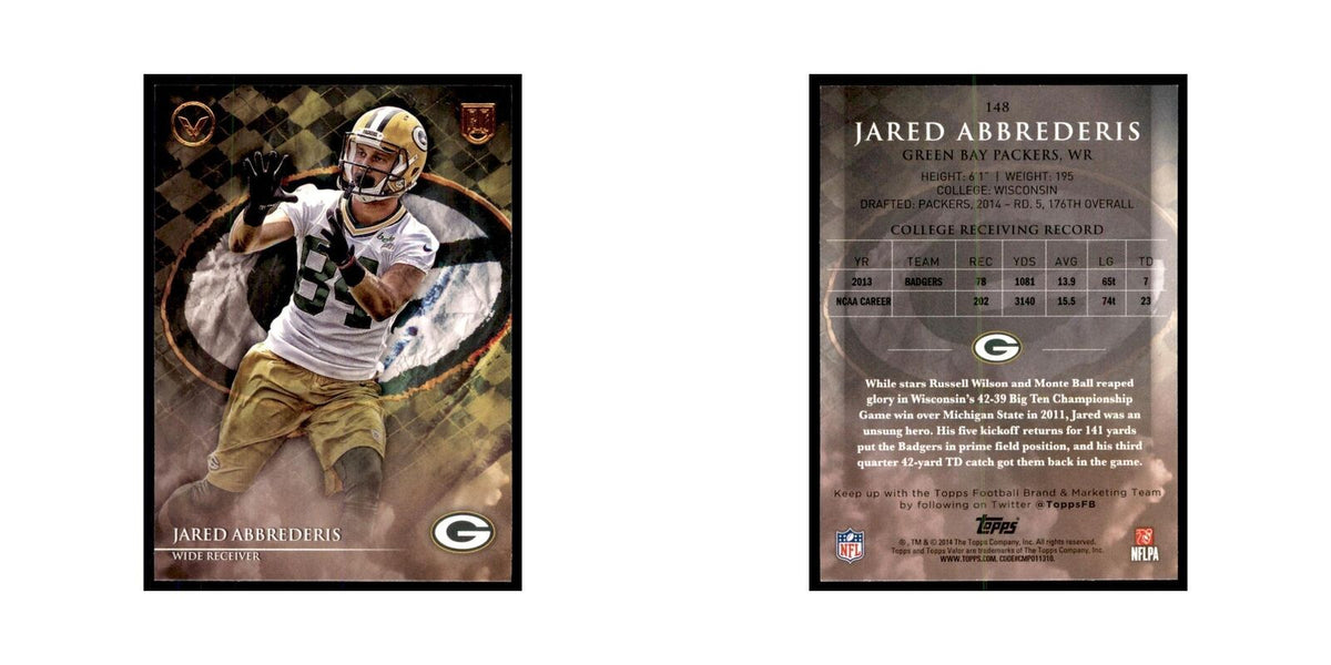 2014 Topps Valor Jared Abbrederis RC Football Cards #148